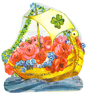 boat with shamrock and roses