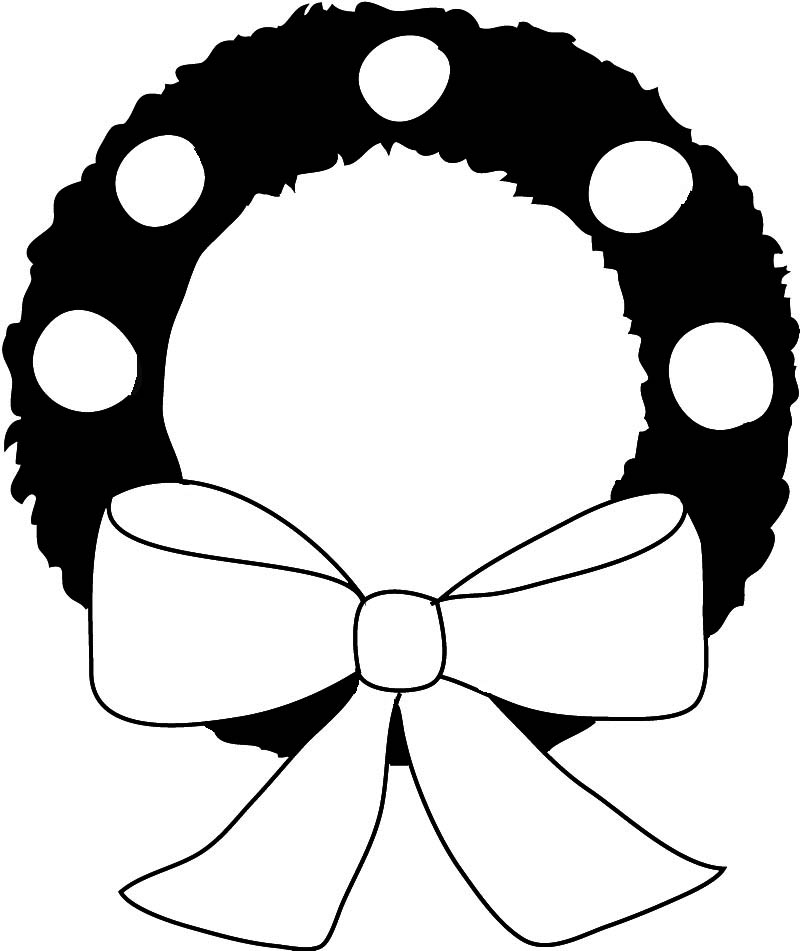 Christmas Wreath Clip Art Black and White – Cliparts