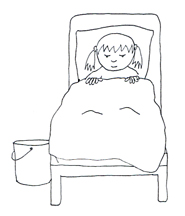 sick child in bed clipart