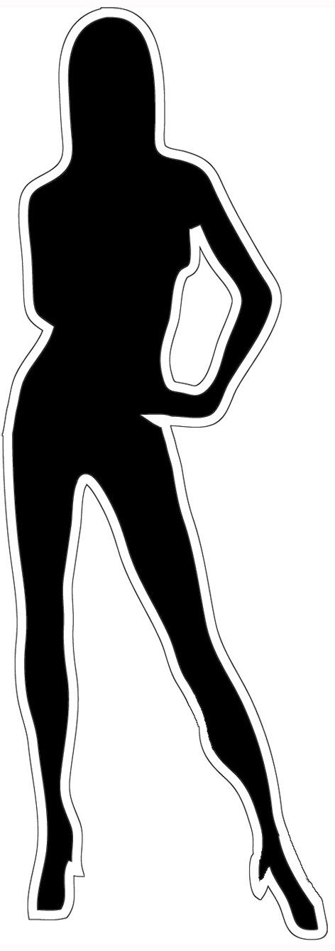 Black silhouette with white outline woman