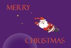 Christmas greeting card with Santa flying in space