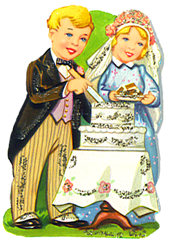 bride and groom cake scrap