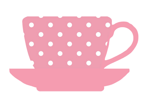 tea cup pink white dots
