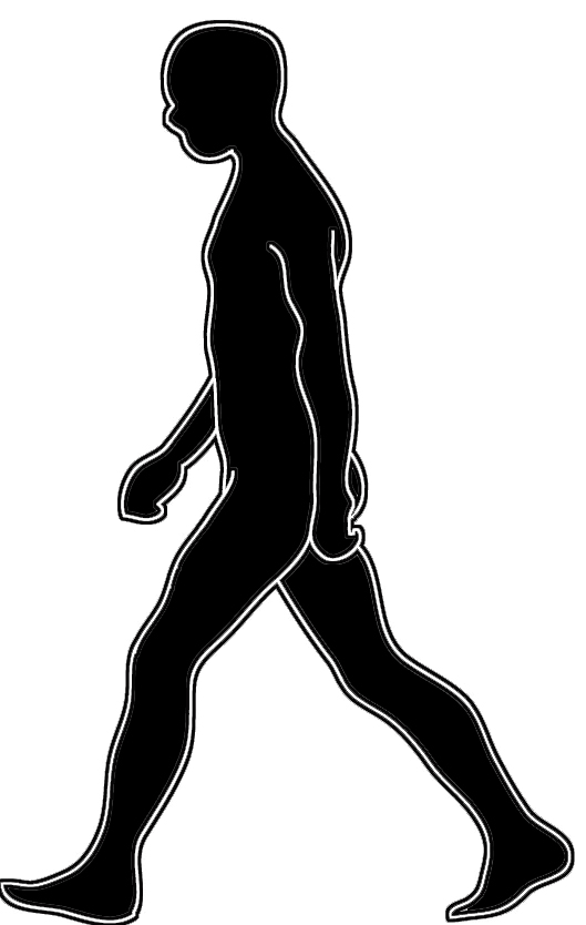 black white silhouette man walking