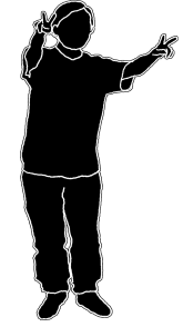 silhouette child victory sign