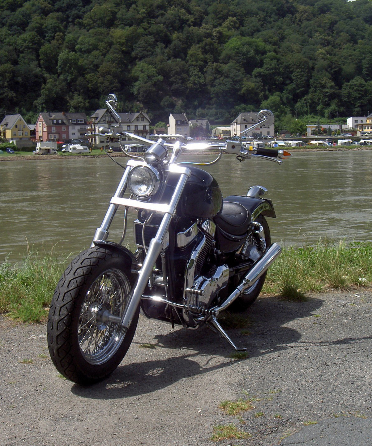 motorbike and river