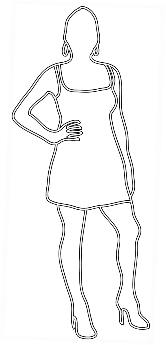 Outline of woman with short dress