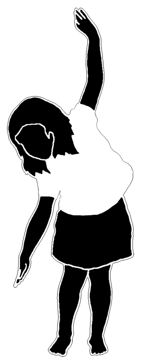 silhouette of little girl dancing white shirt