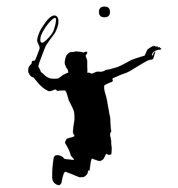 silhouette of jumping tennis player