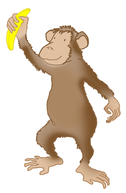 drawing of monkey with banana