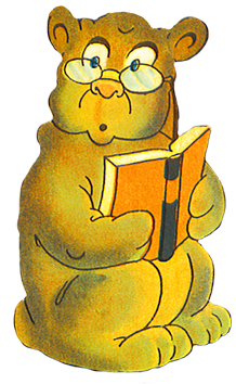 Reading bear with glasses