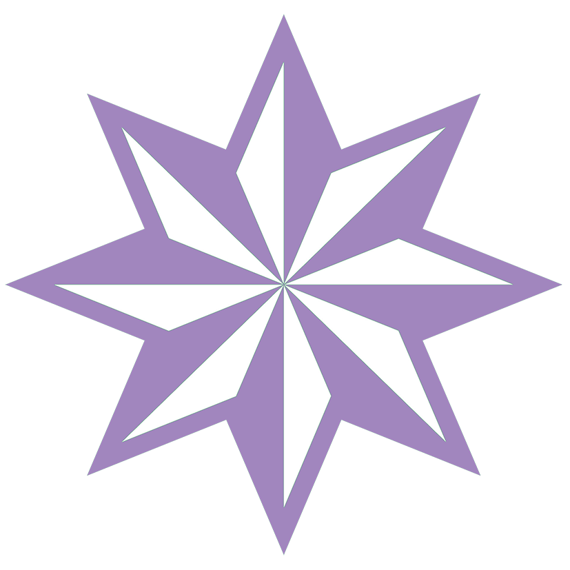 lila faceted 8-pointed star clip art