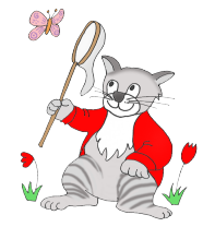 cat hunting butterfly clipart