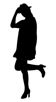 silhouette of young woman with hat