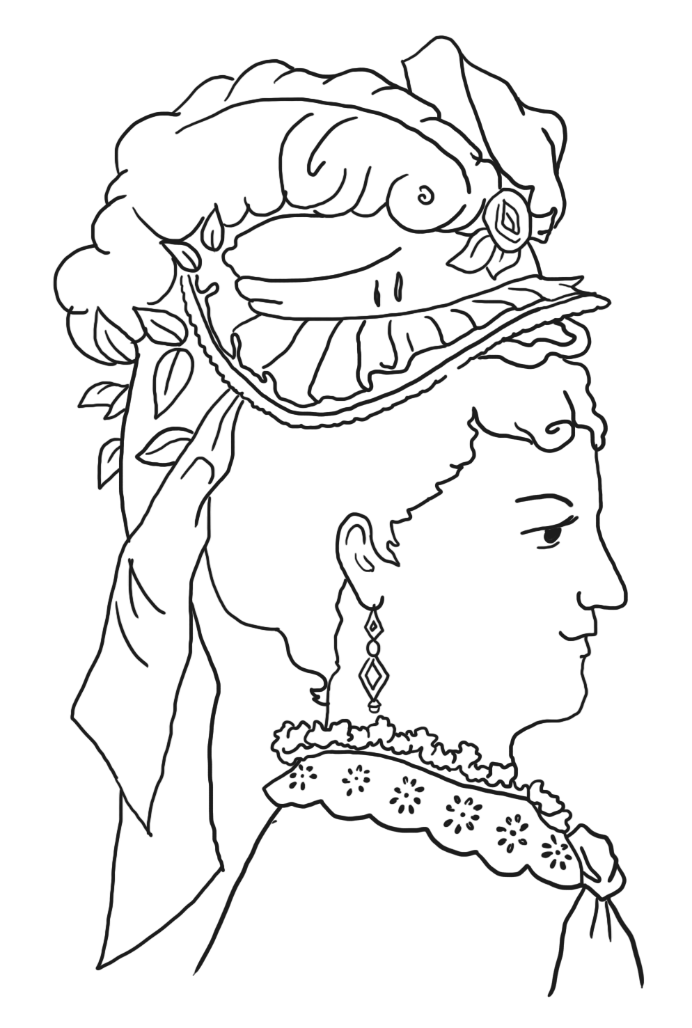 Victorian coloring page ladies' hat