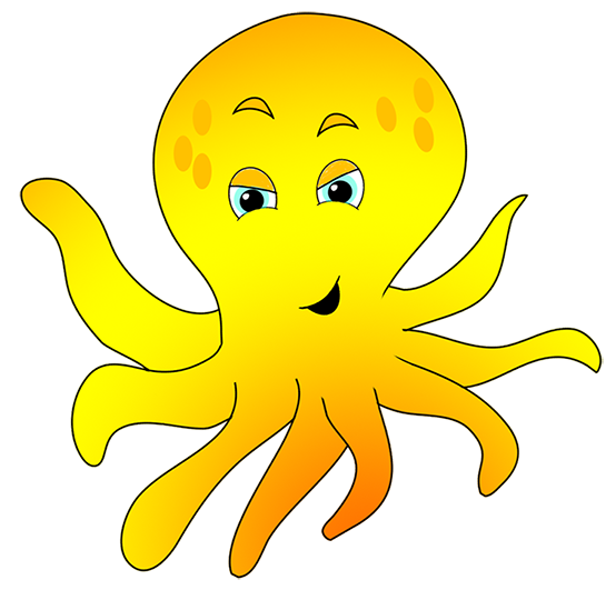 octopus clipart yellow cartoon