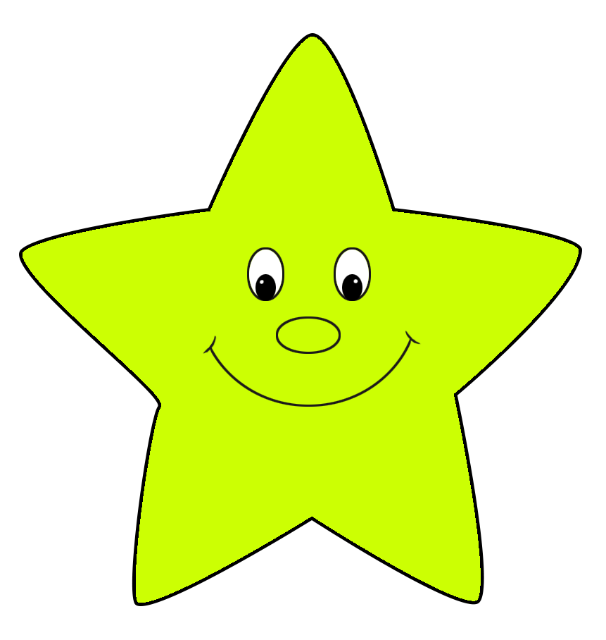 neon green cartoon star cute