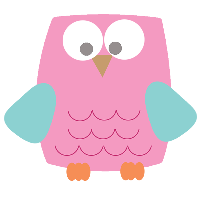 pink square owl clipart