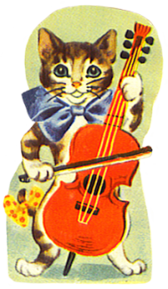 vintage scrap cat musician