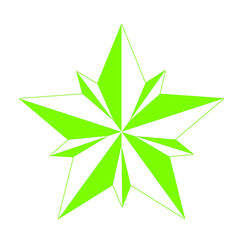 green facted star