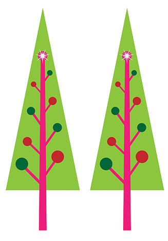 two Christmas trees 