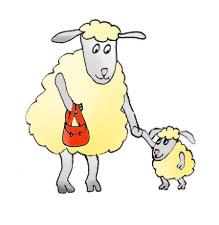 cartoon drawings of animals sheep lamb red purse