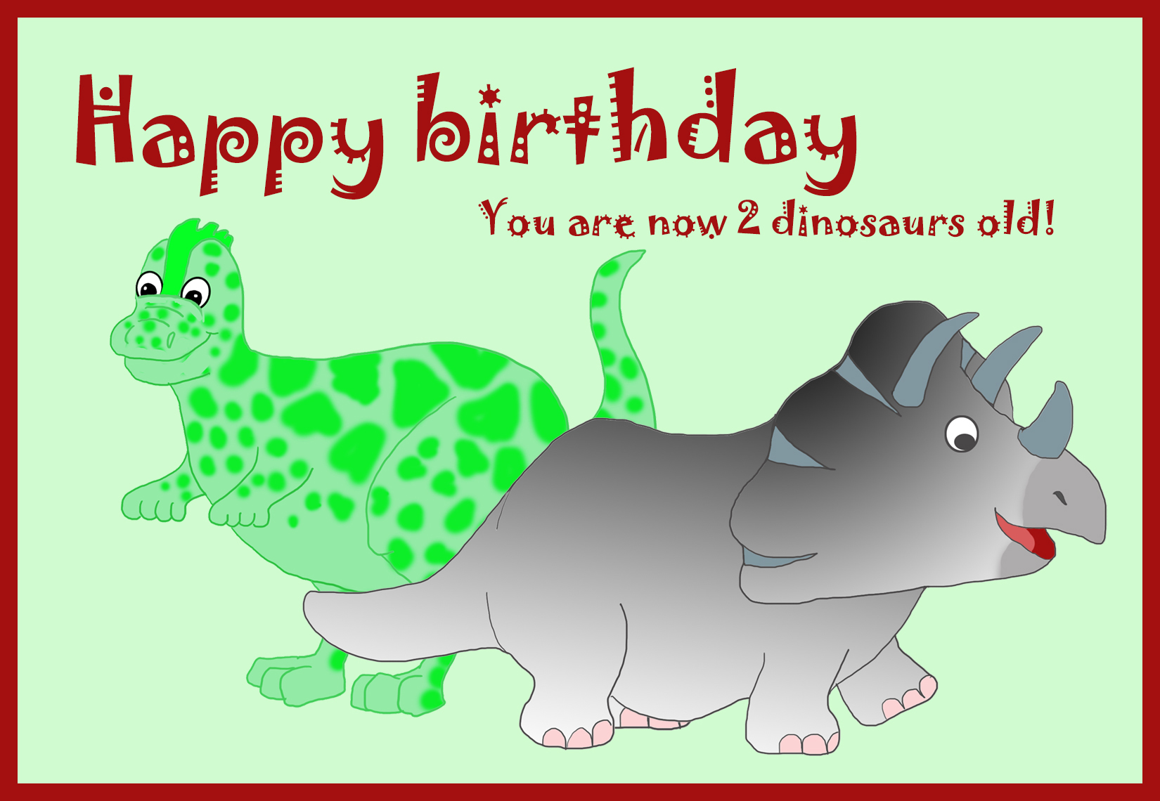 2nd birthday greeting card dinosaurs