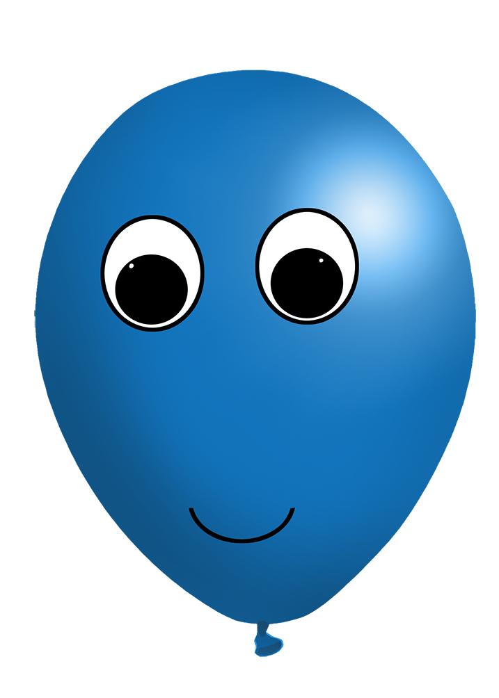 blue balloon with face