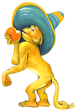 funny monkey eating fruit
