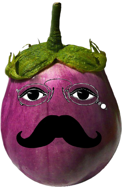 victorian eggplant cartoon head