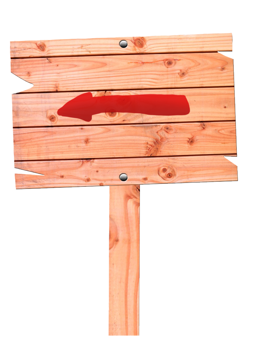 Wood sign red arrow