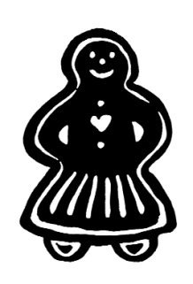 Ginger bread woman black white clipart