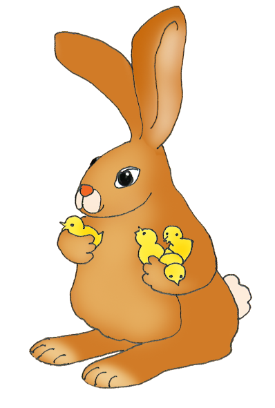 Easter rabbit with Easter chicks