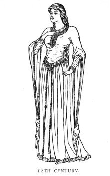 woman's dress 12th century Medieval ages