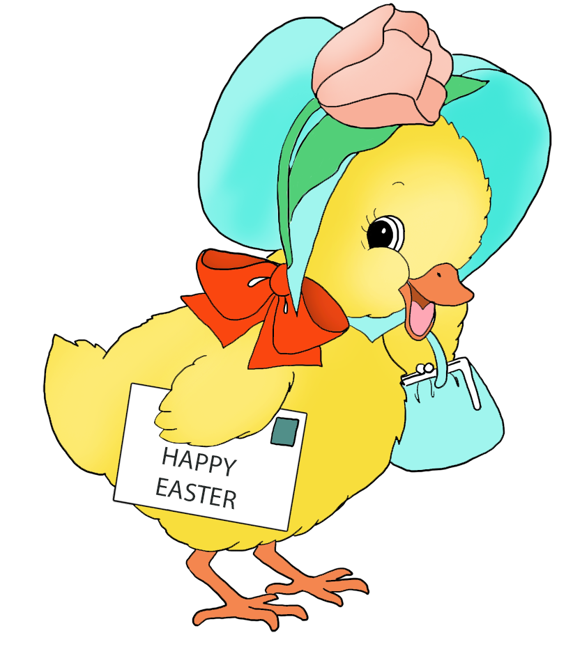 Cute Easter chicken with greeting