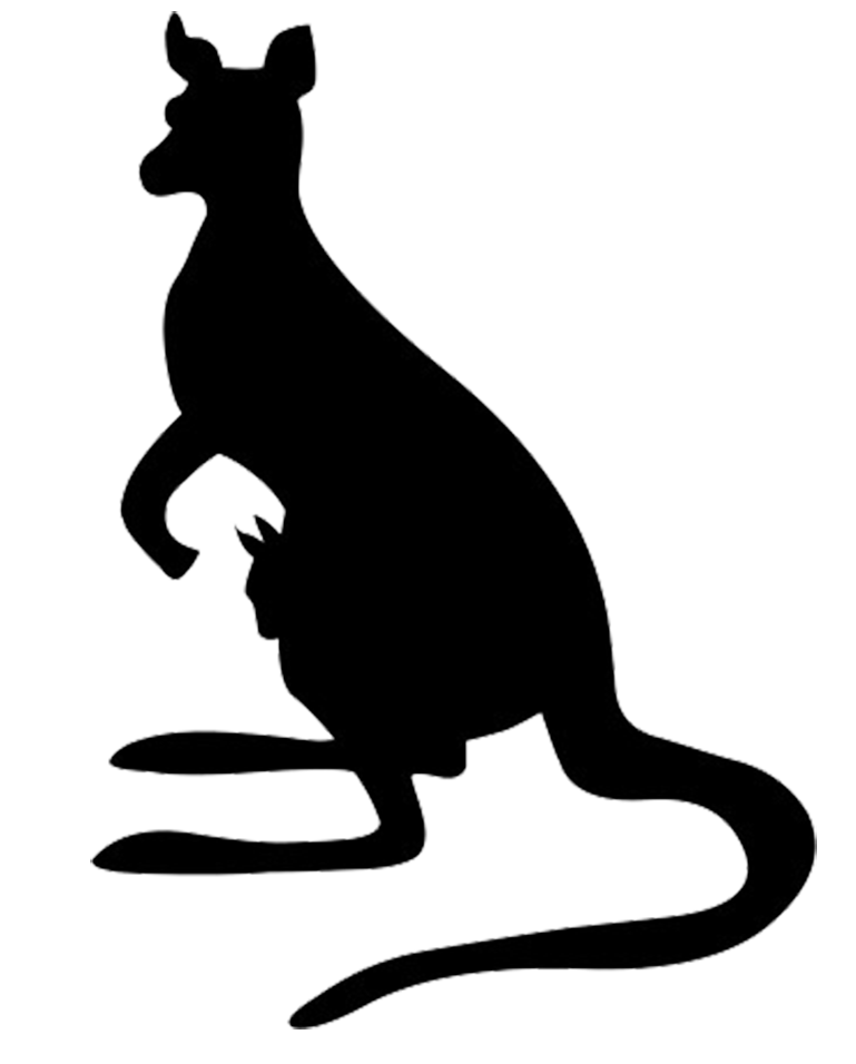 silhouette of kangaroo and baby kangaroo