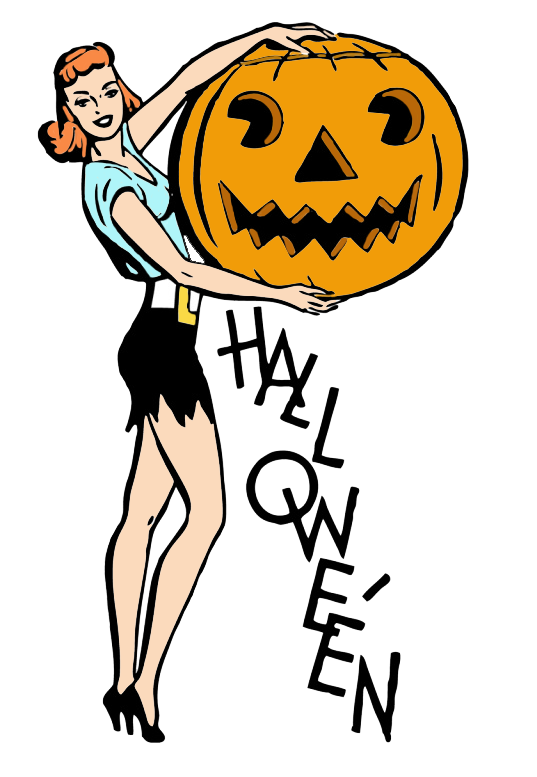 Piin-up vintage halloween greeting