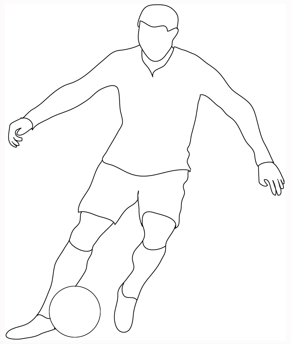 frontal view soccer player sketch