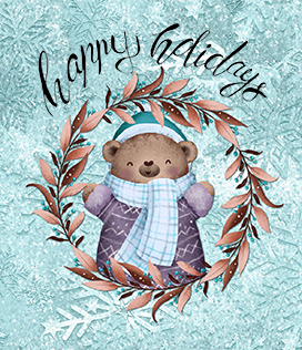 happy holidays greeting with bear