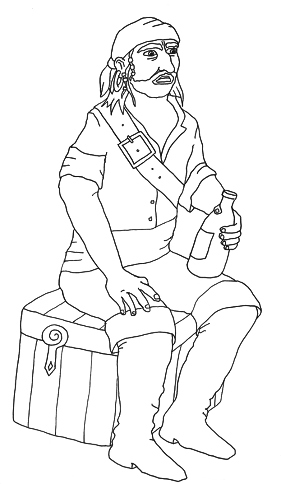 free coloring pages pirate with bottle