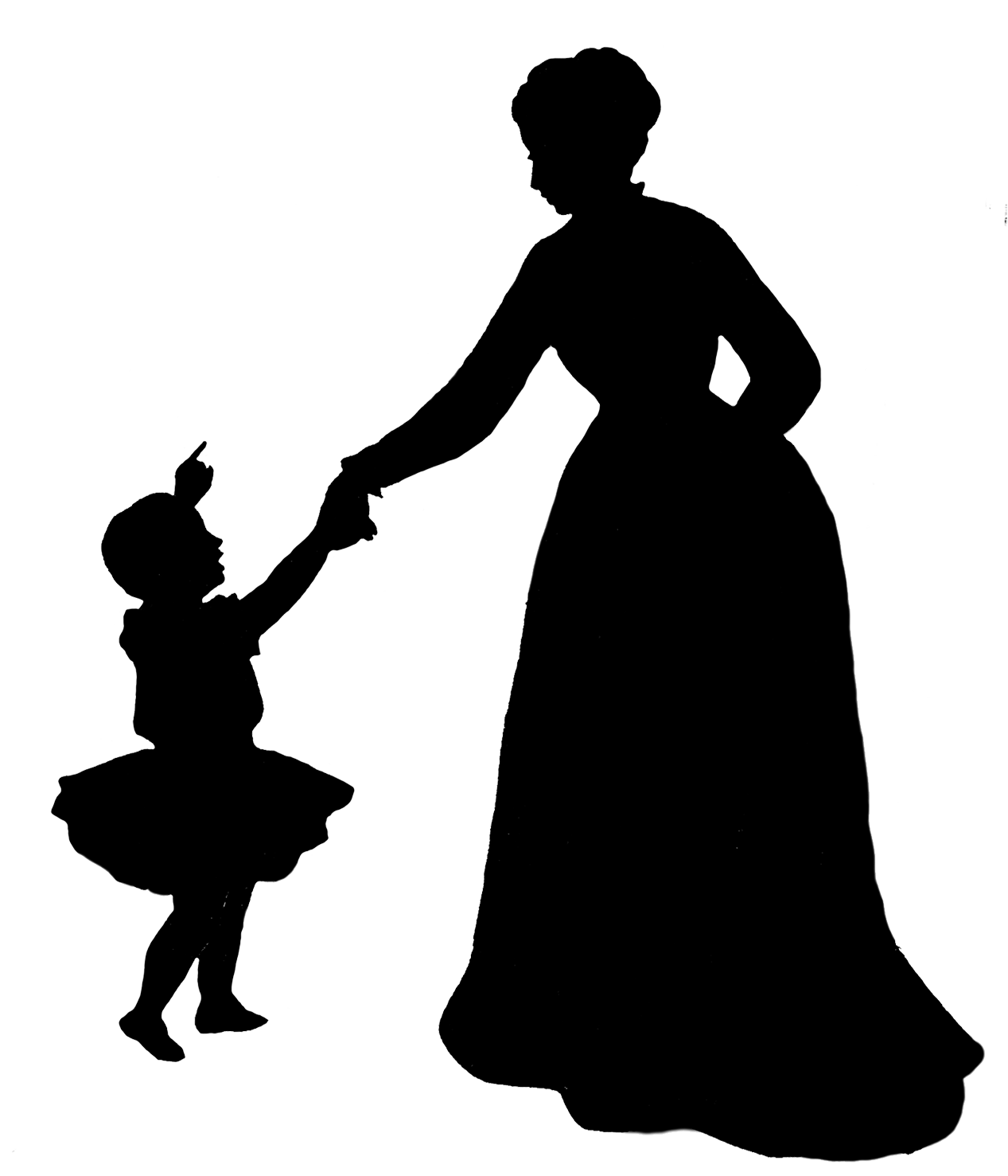 silhouette of mother and child