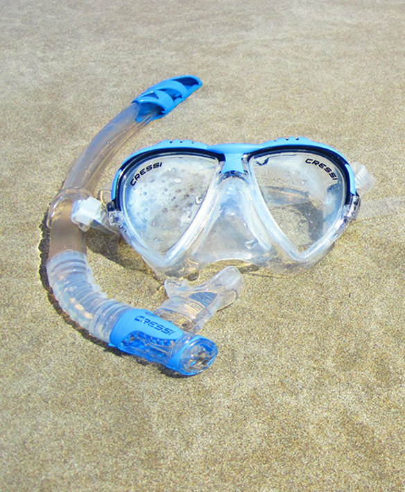 snorkel and diving glasses