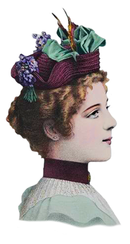 late Victorian fashion sketch of women's hat