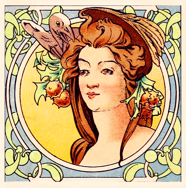 womans face ornamented art nouveau