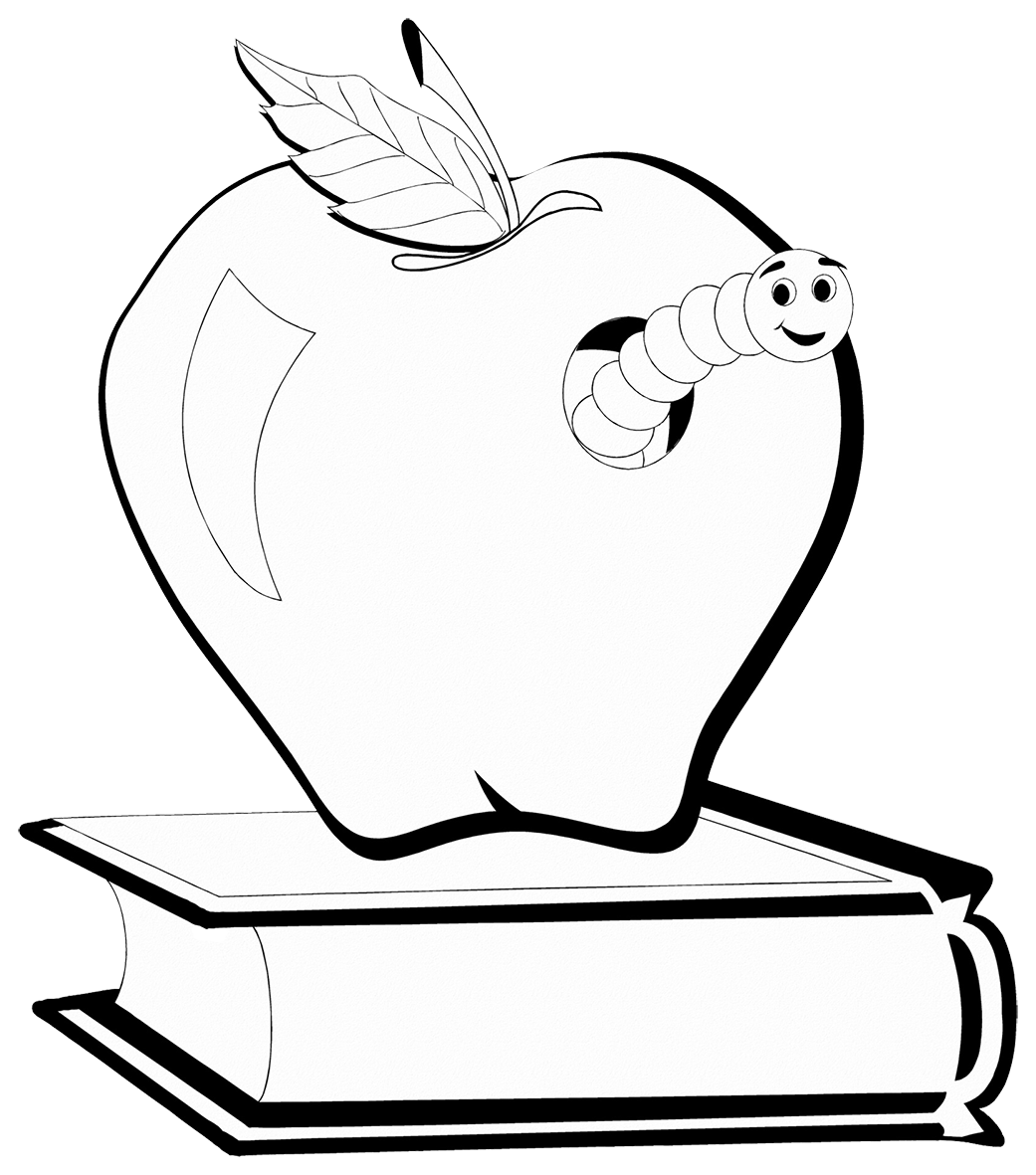 book worm on book in apple