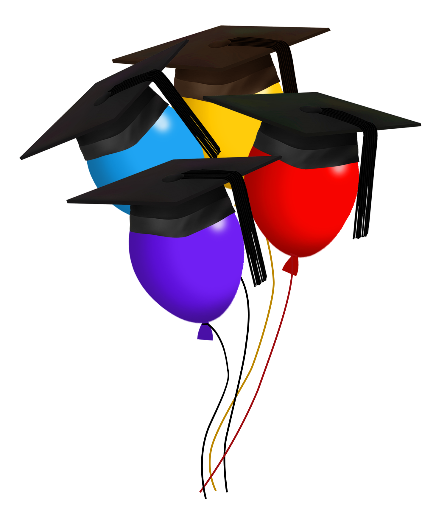 graduation day balloons with caps different colors