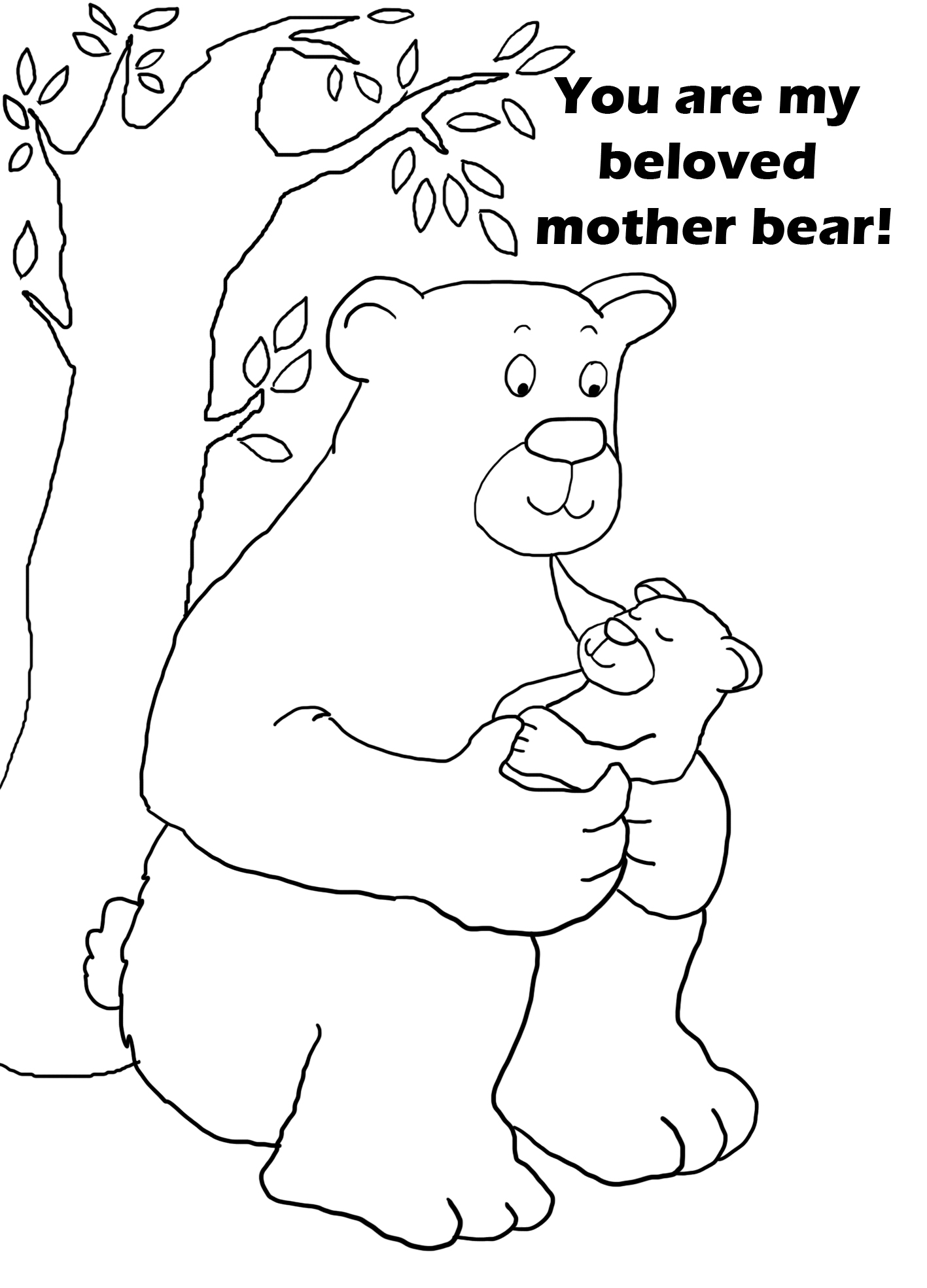 mother's day coloring with mother bear