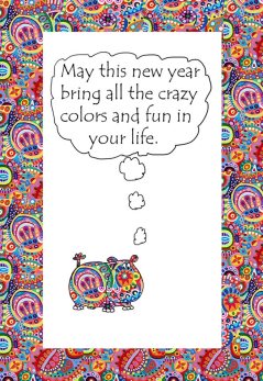 New Year wish with colors and hippo