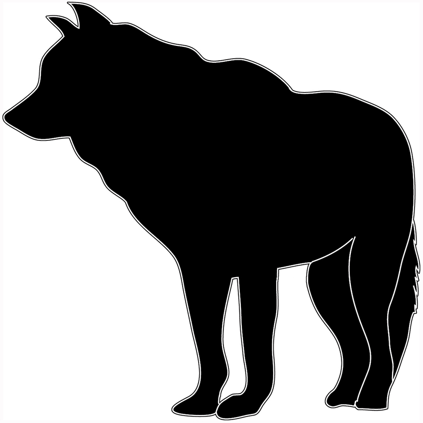 black white silhouette wolf standing