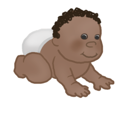 crawling baby clipart with curls